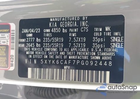 2023 Kia Sportage X-Line z USA, uszkodzony, nr VIN 5XYK6CAF7PG092448